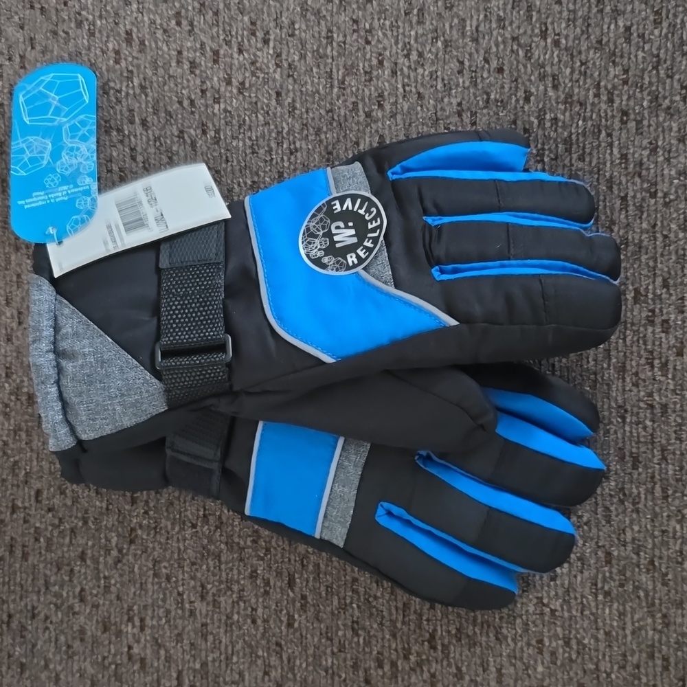 WINTERPROOF BRAND BOYS BLACK & BLUE GLOVES SIZE LARGE/EXTRA LARGE